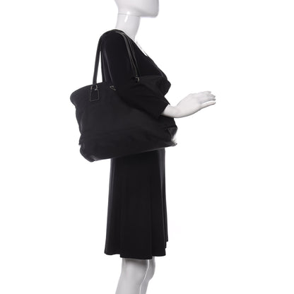 Prada Tessuto Nylon Calfskin Tote Black 2 of 9
