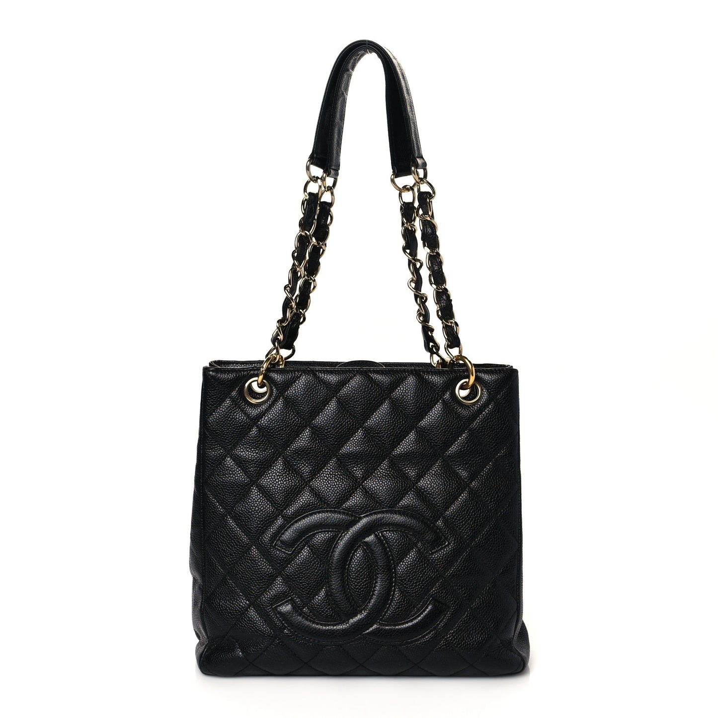 Caviar Quilted Petit Shopping Tote PST Black