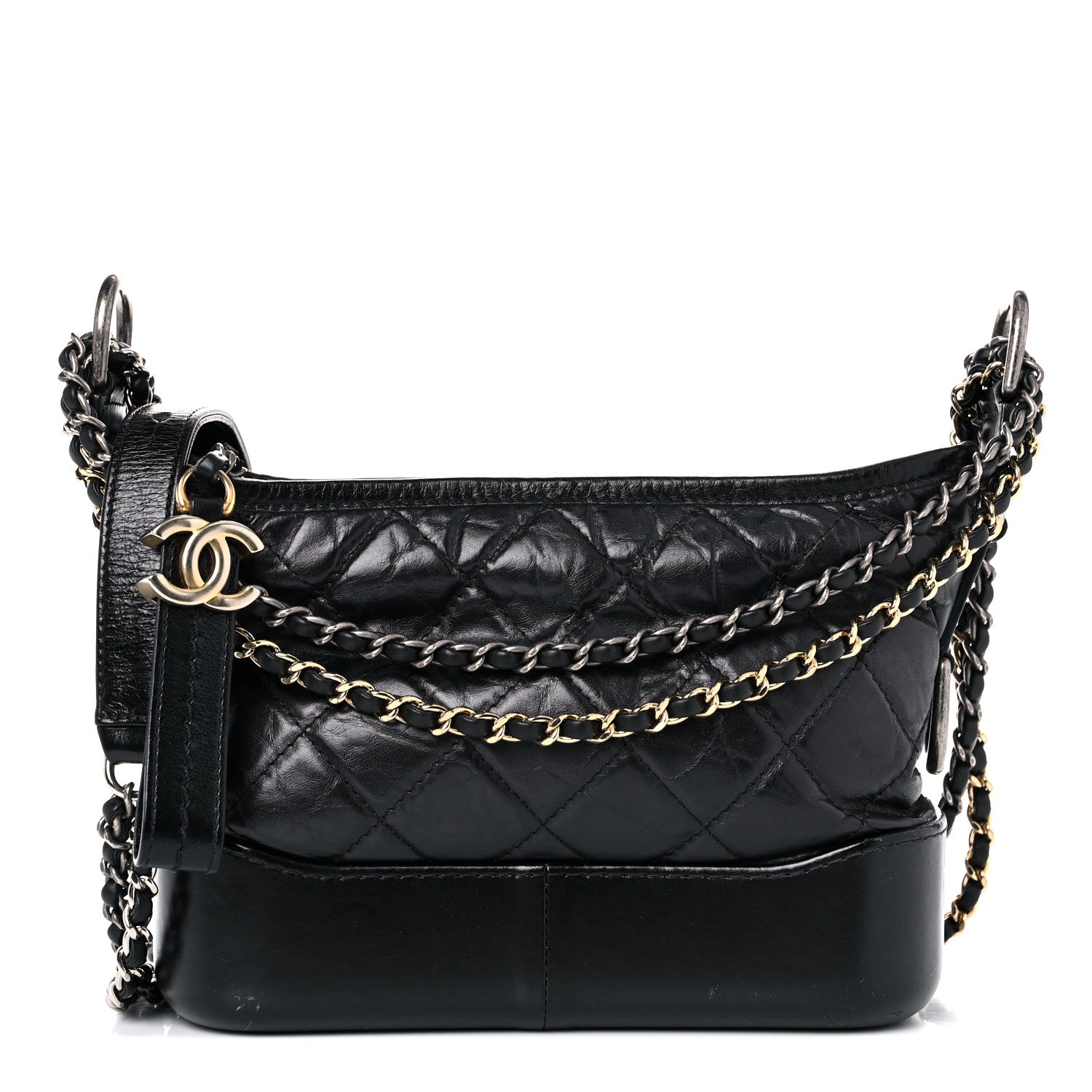Chanel Aged Calfskin Quilted Small Gabrielle Hobo Black 1 of 17