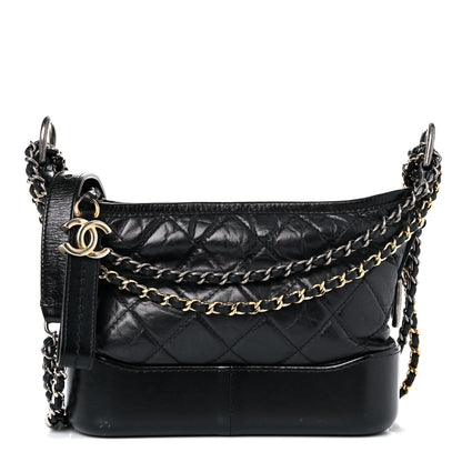 Chanel Aged Calfskin Quilted Small Gabrielle Hobo Black 1 of 17