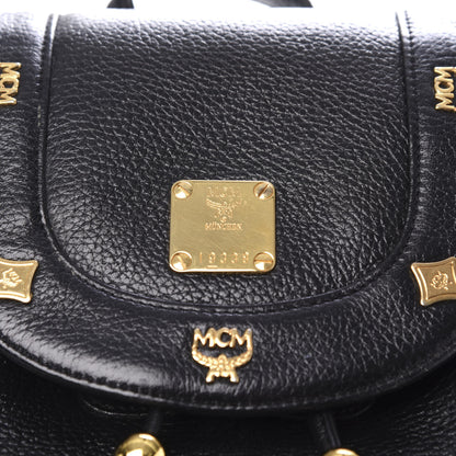 MCM Grained Calfskin Studded Drawstring Backpack Black 8 of 8
