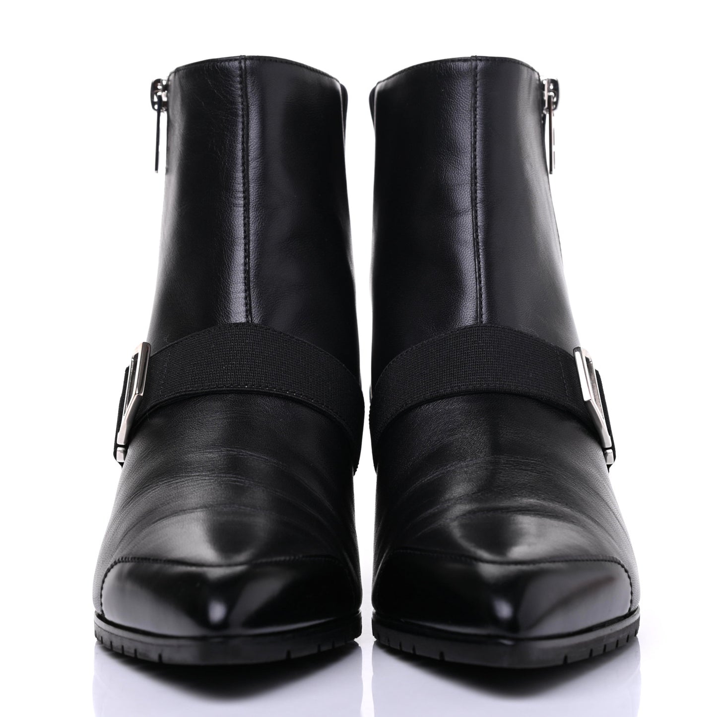 Tuscan Calfskin Technical Canvas Shocky Ankle Boots 38 Black