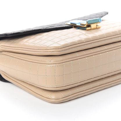 Celine Calfskin Quilted Medium C Bag Black Beige 7 of 8