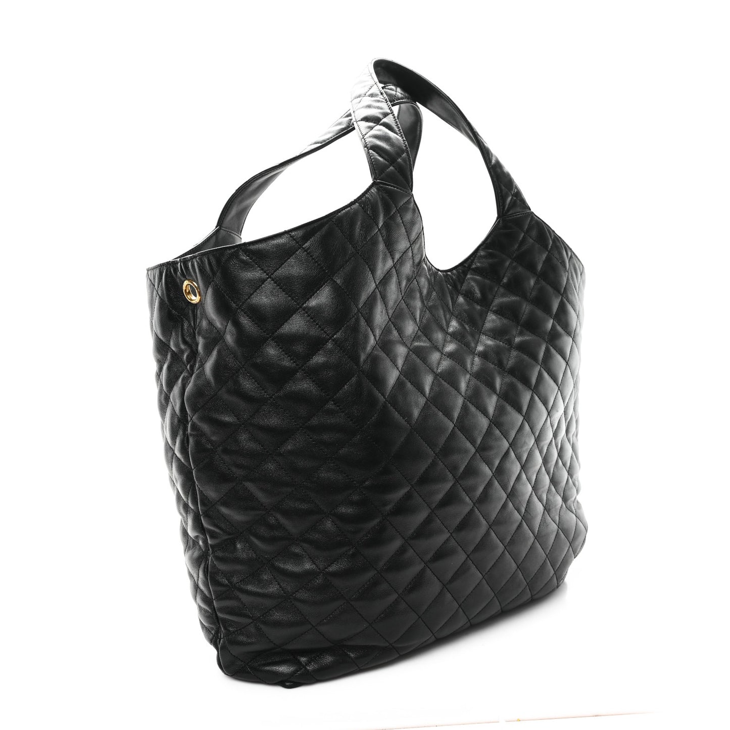 Lambskin Quilted Maxi Icare Shopping Tote Black