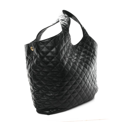 Saint Laurent Lambskin Quilted Maxi Icare Shopping Tote Black 4 of 14