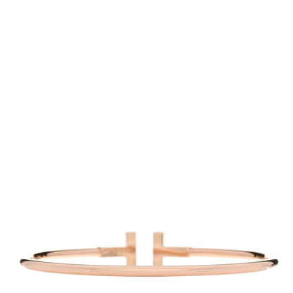 Tiffany 18K Rose Gold Diamond T Wire Bracelet 2 of 3