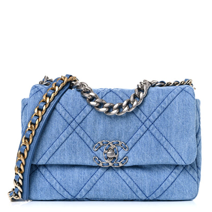 Chanel Denim Quilted Medium Chanel 19 Flap Blue 1 of 10