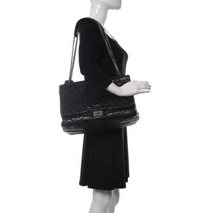 Chanel Metallic Calfskin Quilted XL Accordion Reissue Flap Black 2 of 10