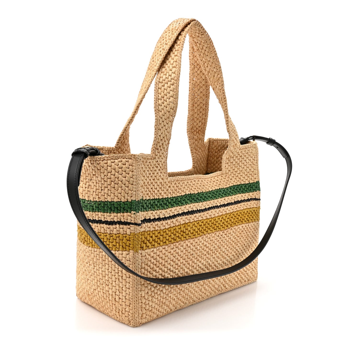 Raffia Small Paula's Ibiza Logo Tote Beige Multicolor