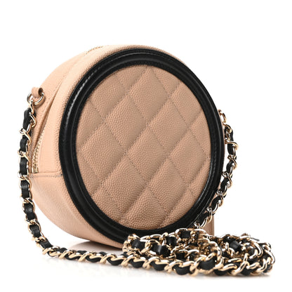Chanel Caviar Quilted Round Filigree Crossbody Beige Black 3 of 10