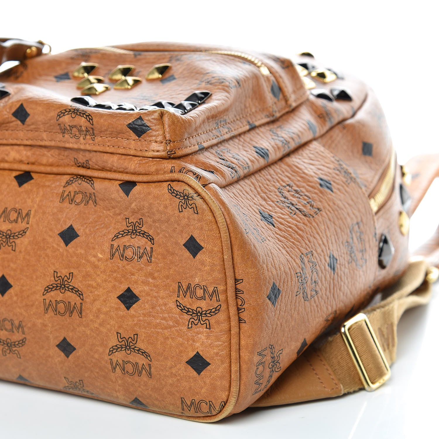 MCM Visetos Studded Small Stark Backpack Cognac 6 of 11