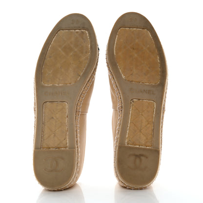 Chanel Lambskin CC Espadrilles 39 Beige Black 5 of 8