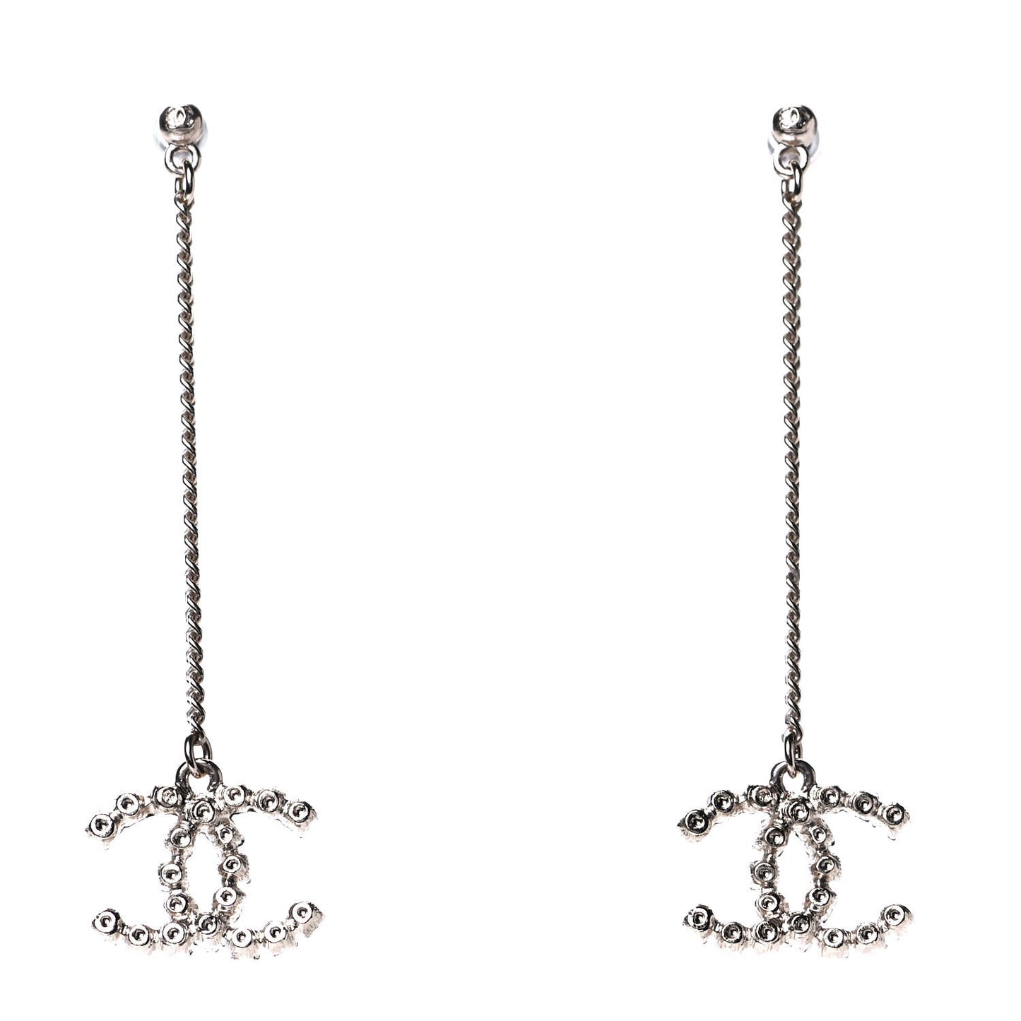 Crystal CC Drop Earrings Pink Grey Gold