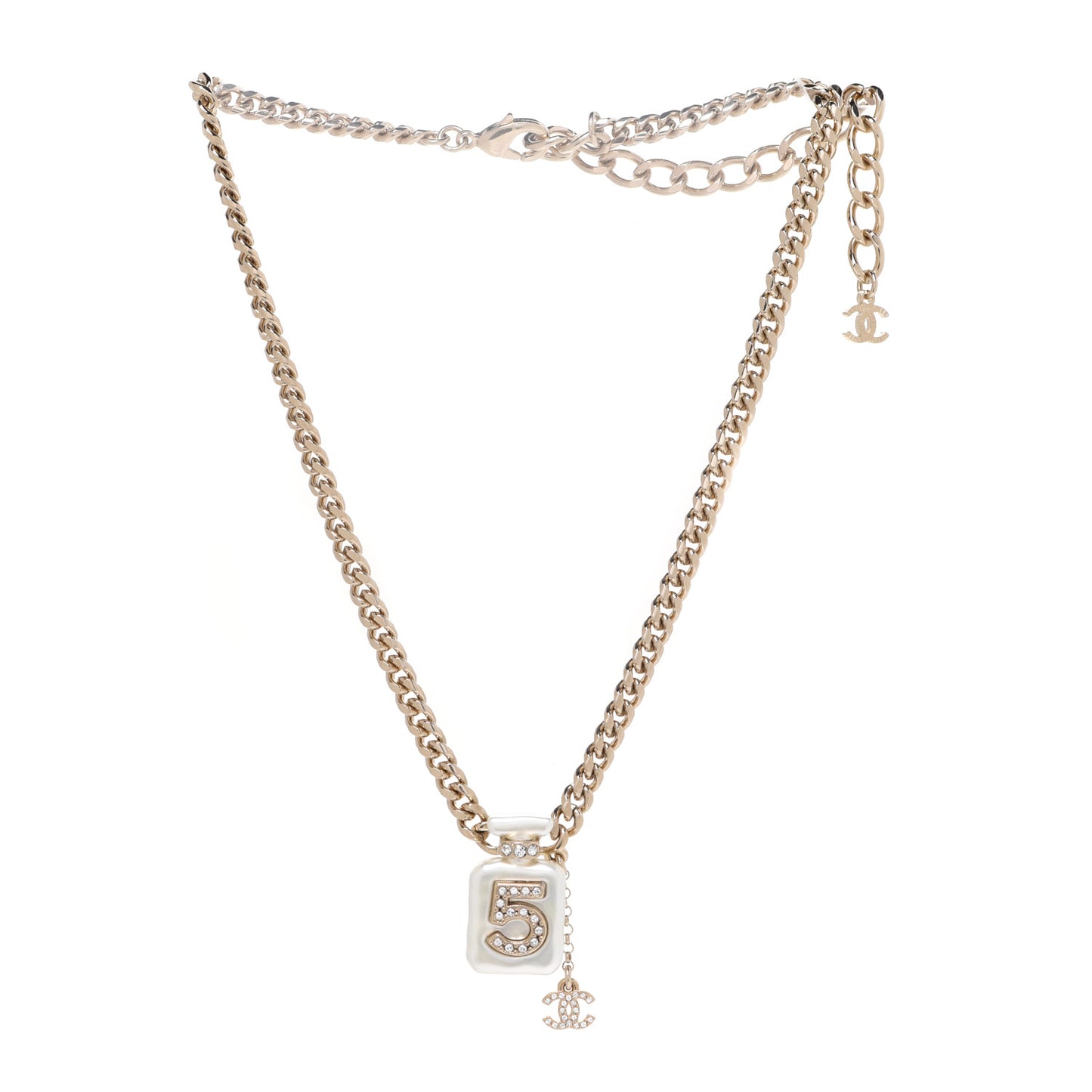 Resin Crystal CC No 5 Perfume Bottle Necklace
