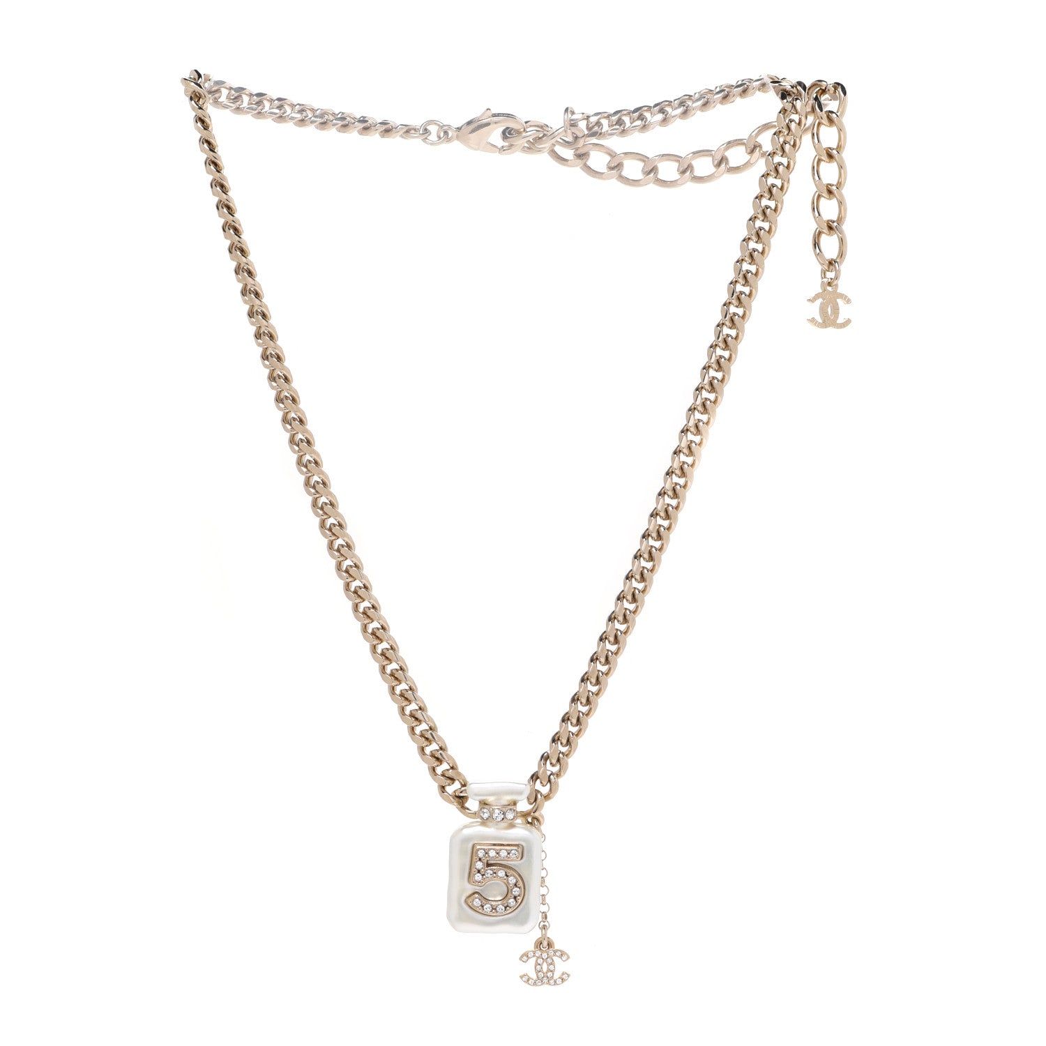 Chanel Resin Crystal CC No 5 Perfume Bottle Necklace 3 of 6