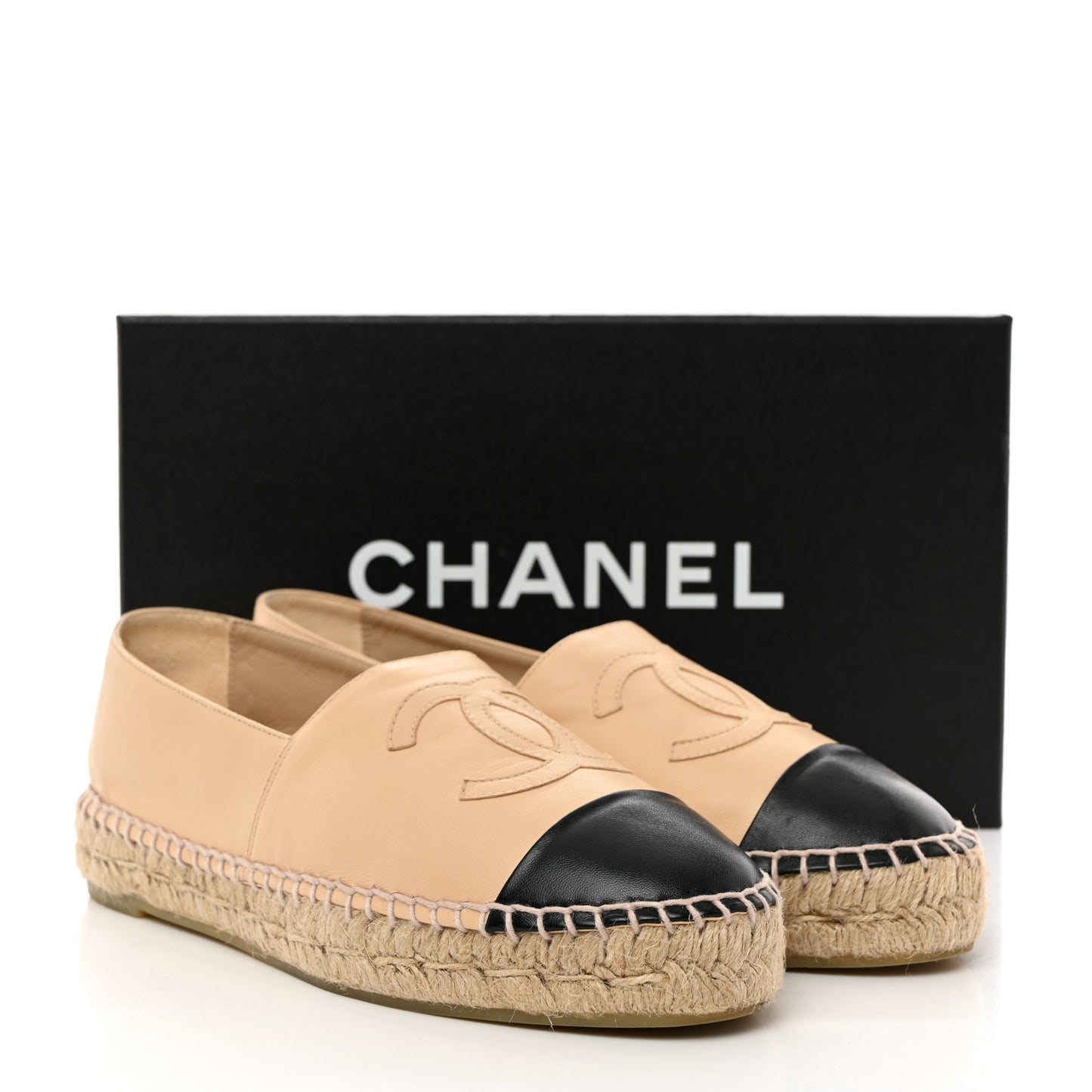 Lambskin CC Espadrilles 37 Beige Black