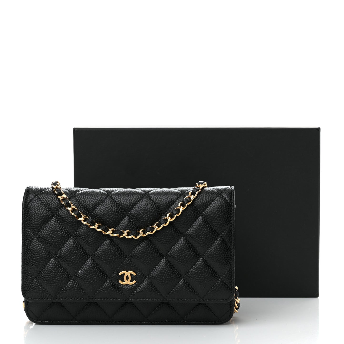 Caviar Quilted Wallet On Chain WOC Black
