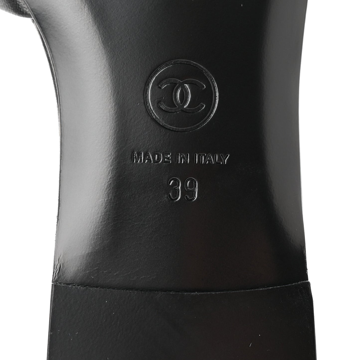 Lambskin Pearl CC Sandals 39 Black