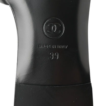 Chanel Lambskin Pearl CC Sandals 39 Black 6 of 11