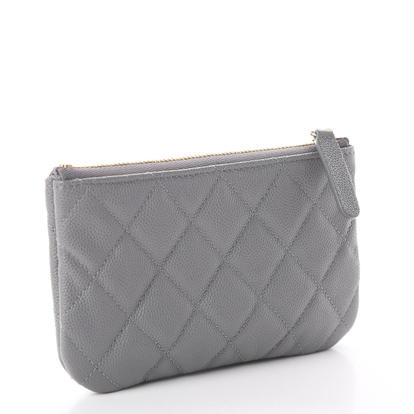 Caviar Quilted Small Cosmetic Case Grey