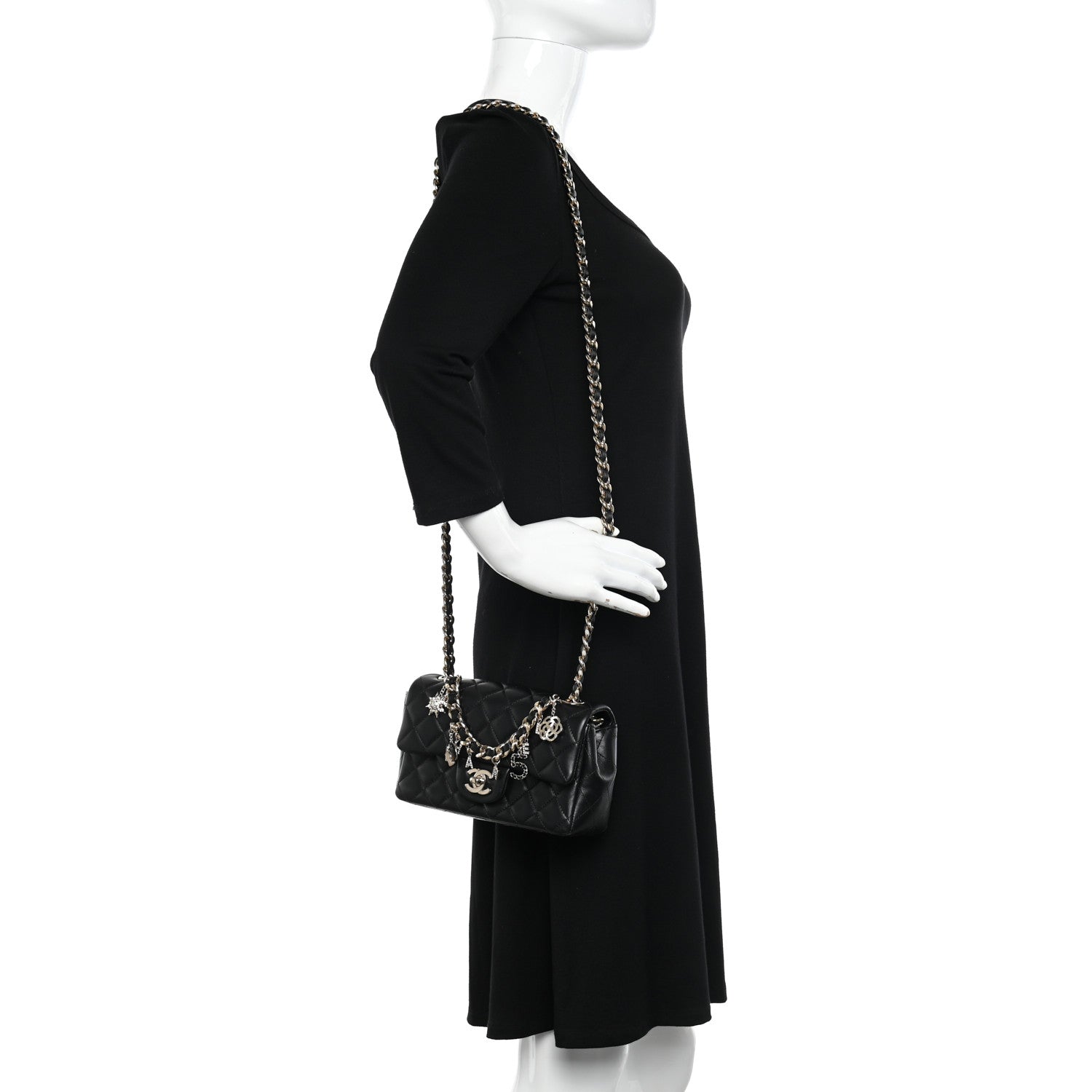 Chanel Lambskin Quilted Mini Coco Charms Rectangular Flap Black 2 of 11