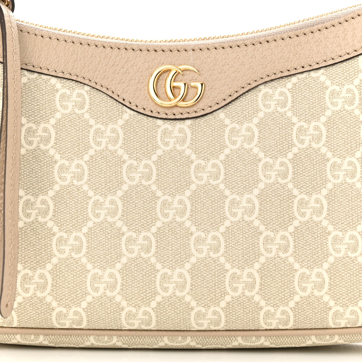 GG Supreme Monogram Textured Dollar Calfskin Small Ophidia Hobo Beige Mystic White Oatmeal