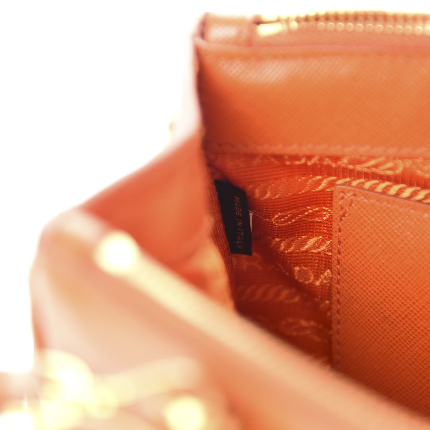 Saffiano Lux Micro Galleria Double Zip Tote Papaya
