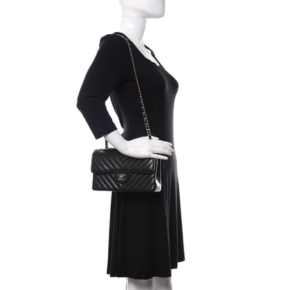 Chanel Caviar Chevron Quilted Small Double Flap Black 3 of 12