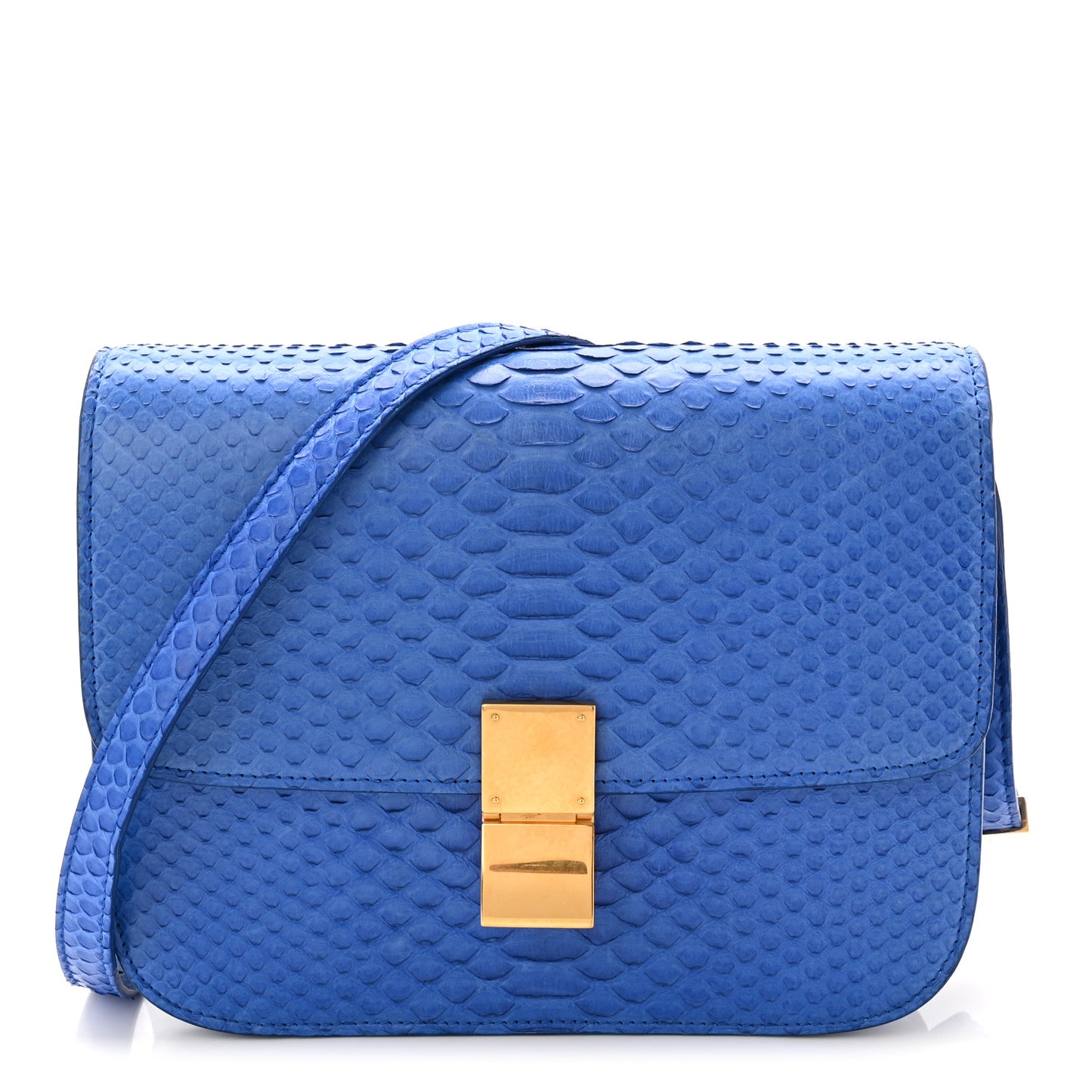 Snakeskin Medium Classic Box Flap Blue