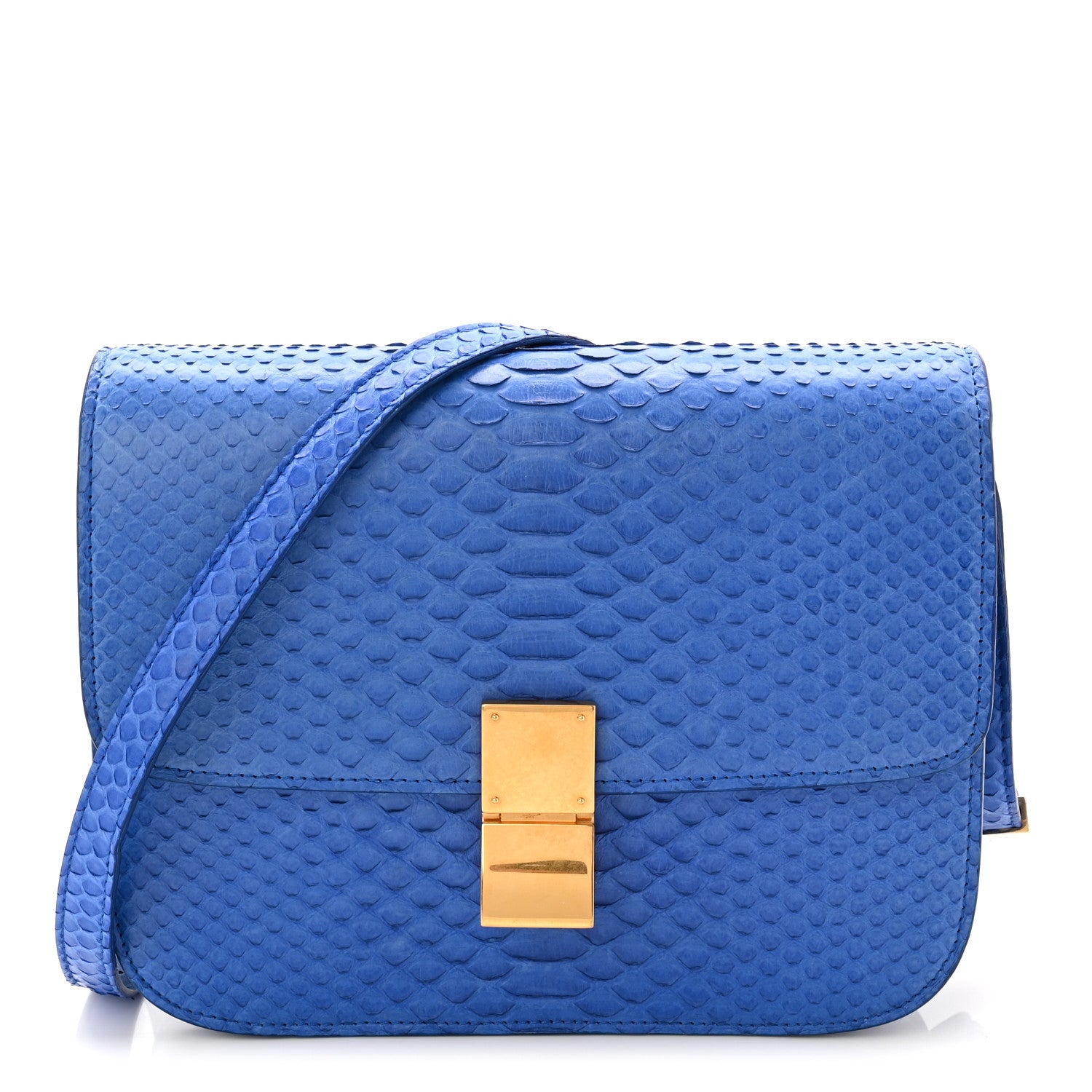 Celine Snakeskin Medium Classic Box Flap Blue 1 of 9