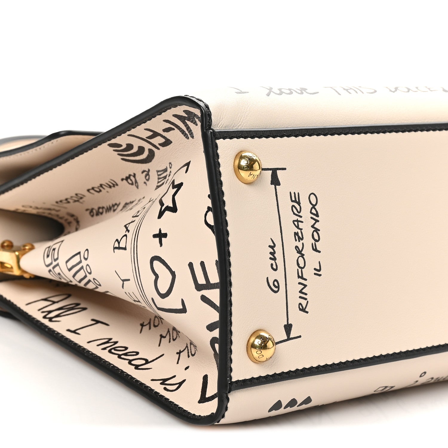 Dolce & Gabbana Calfskin Graffiti Printed Welcome Satchel White Black 8 of 9