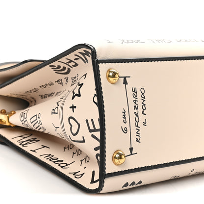 Dolce & Gabbana Calfskin Graffiti Printed Welcome Satchel White Black 8 of 9