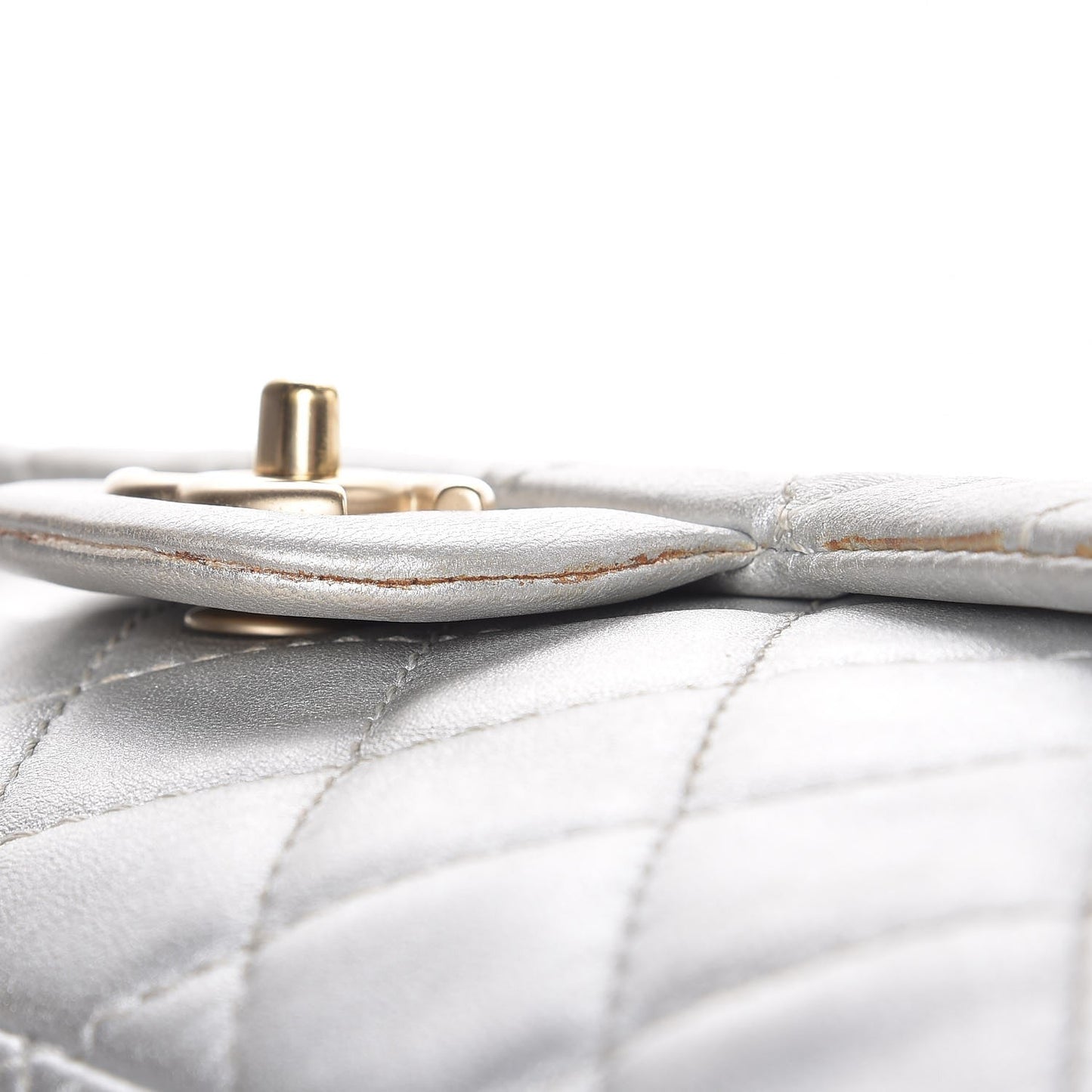 Metallic Lambskin Quilted Jumbo Single Flap Silver