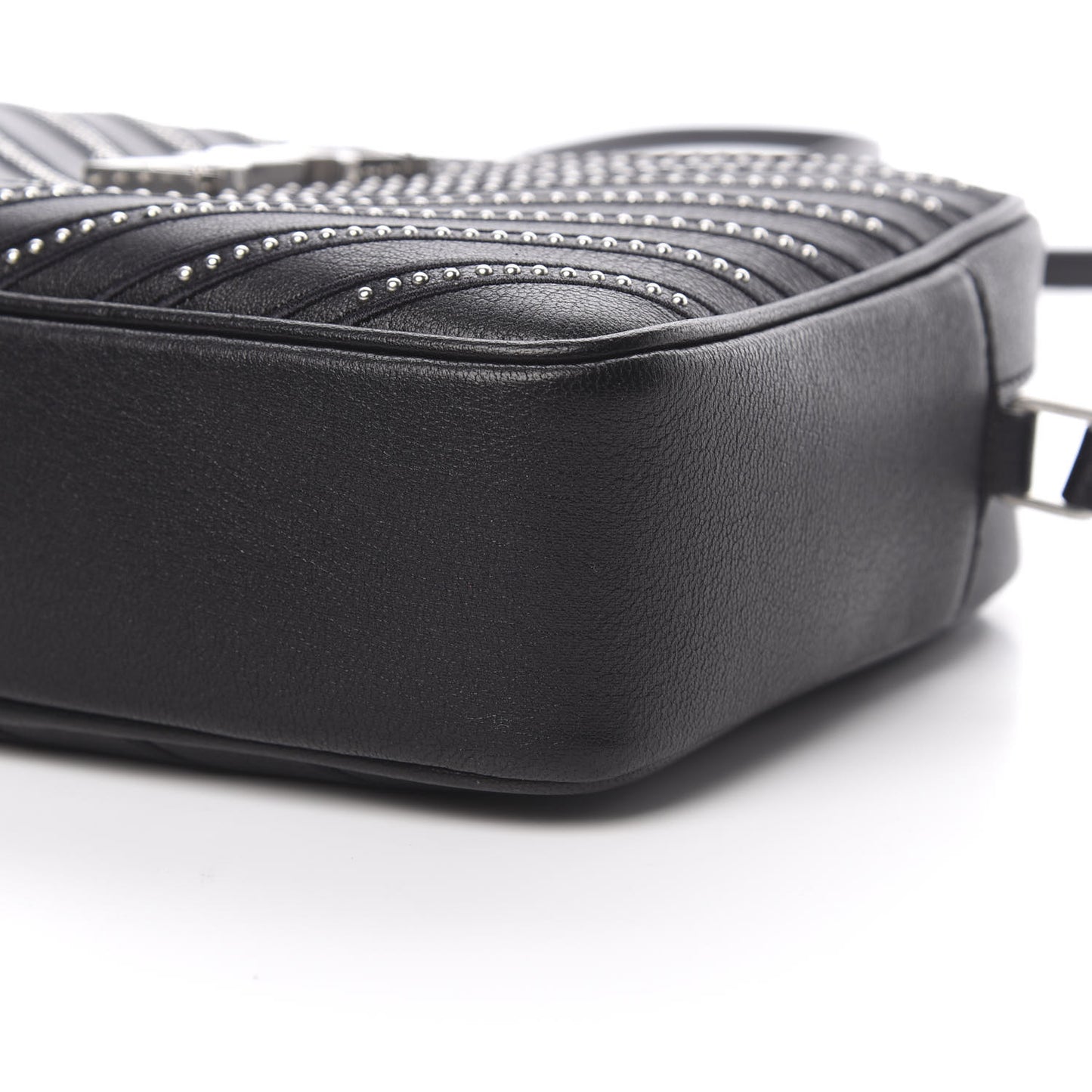 Calfskin Studded Matelasse Monogram Lou Camera Bag Black