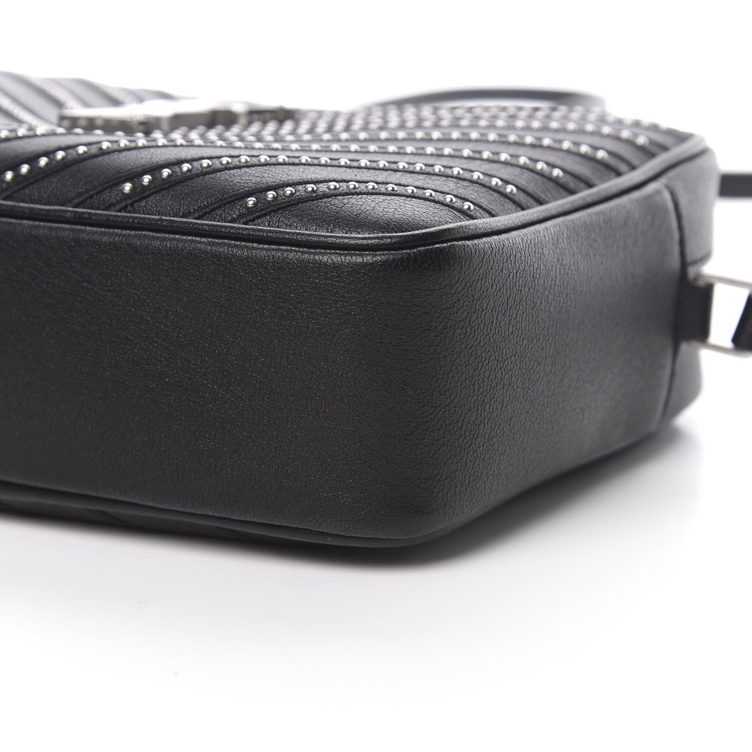 Saint Laurent Calfskin Studded Matelasse Monogram Lou Camera Bag Black 10 of 10