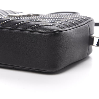 Saint Laurent Calfskin Studded Matelasse Monogram Lou Camera Bag Black 10 of 10