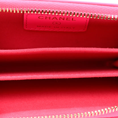 Chanel Patent Chevron Quilted Zip Around Boy Coin Purse Wallet Neon Pink 5 of 7