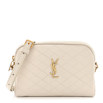 Saint Laurent Lambskin Quilted Gaby Zipped Pouch Crema Soft 1 of 11