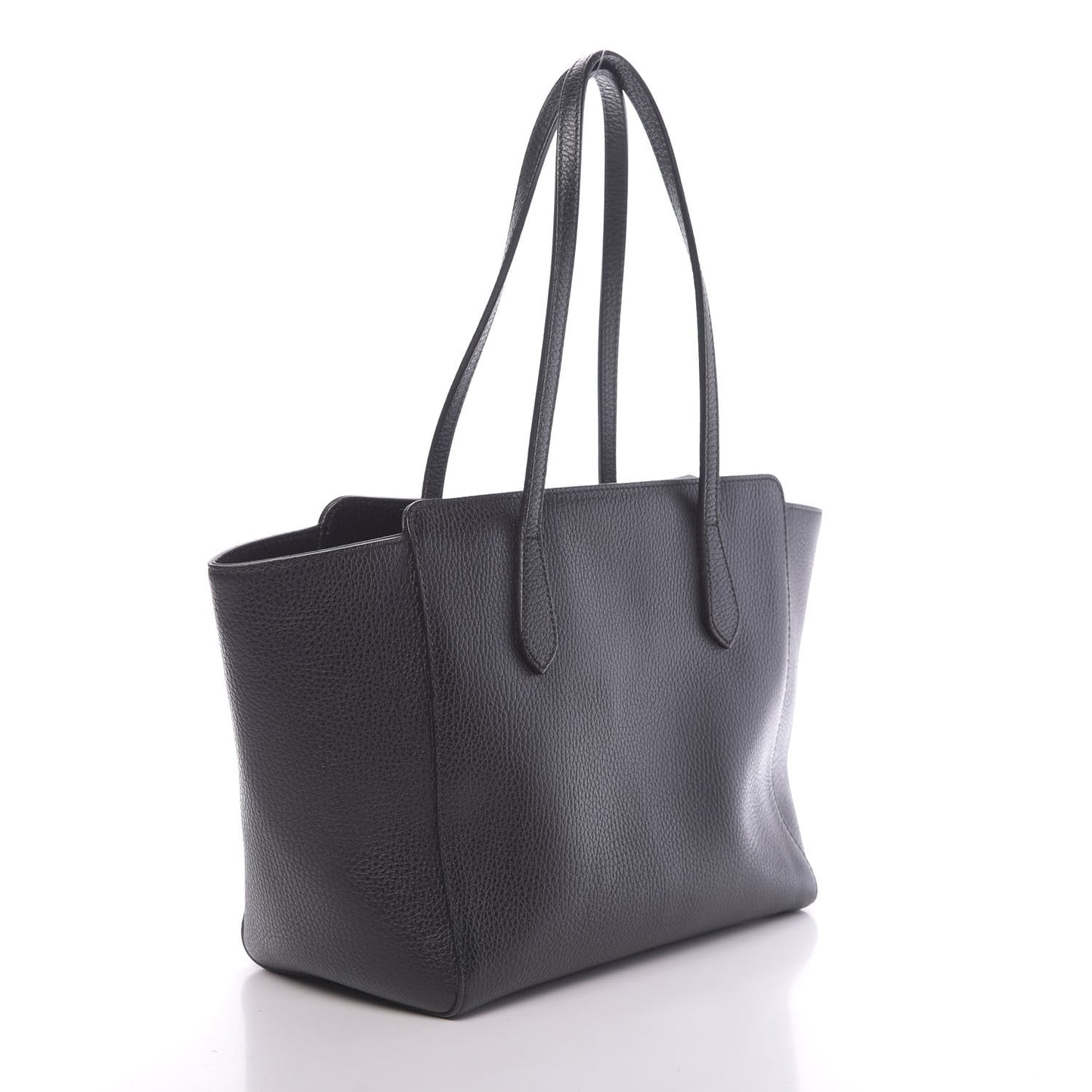 Pebbled Calfskin Small Swing Tote Black