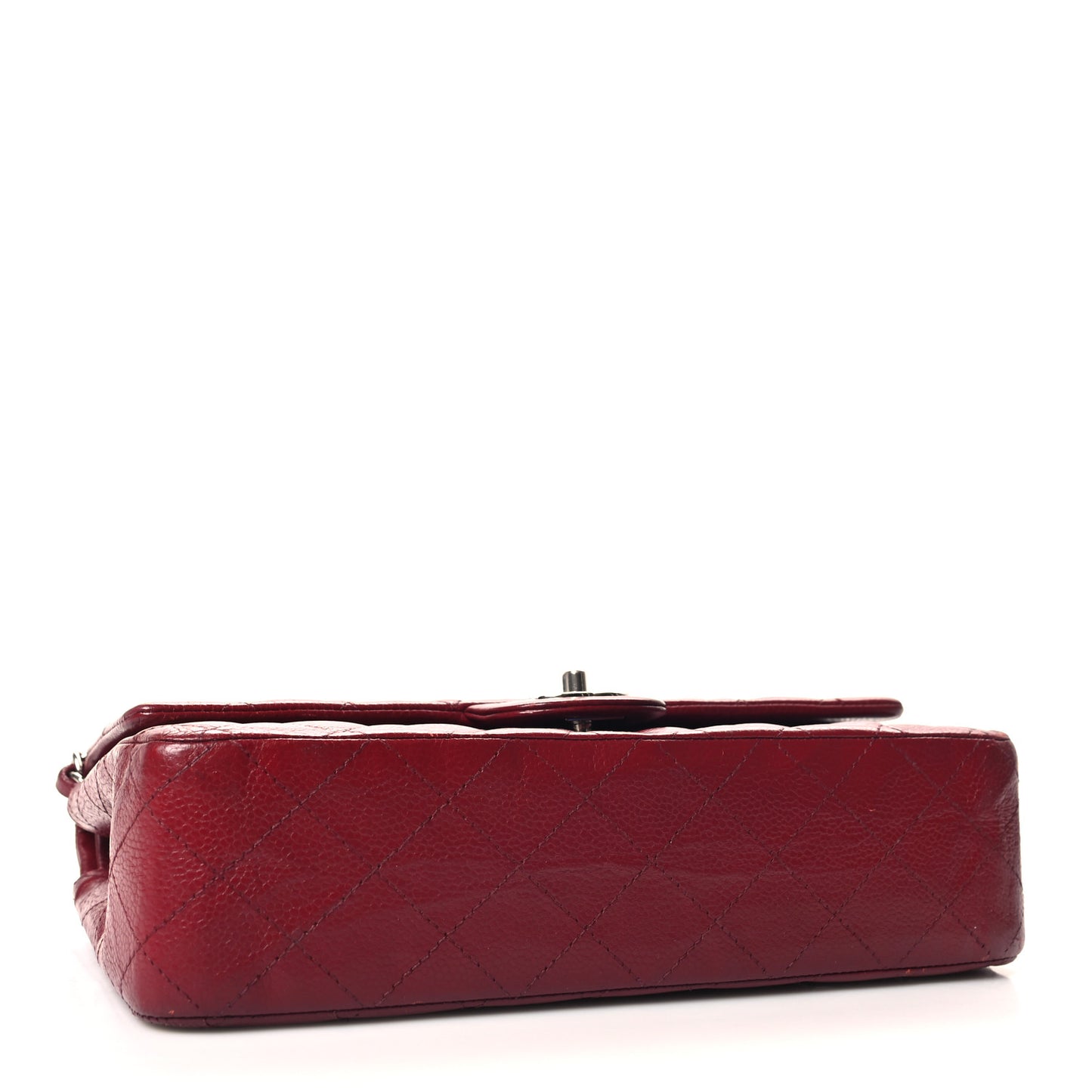 Caviar Quilted Medium Double Flap Dark Red