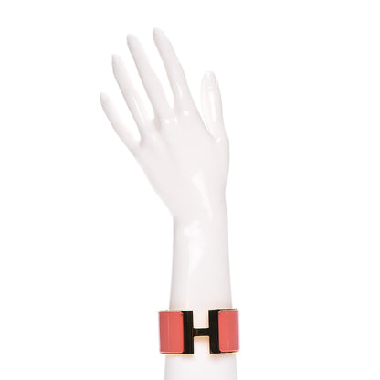 Hermes Enamel Extra Wide Clic Clac H Bracelet GM Rouge Corail 2 of 4