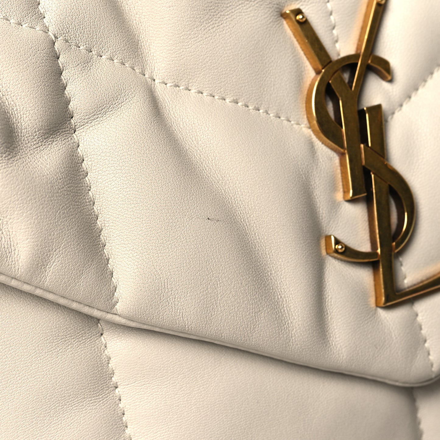 Lambskin Quilted Small Loulou Puffer Monogram Chain Satchel Crema Soft