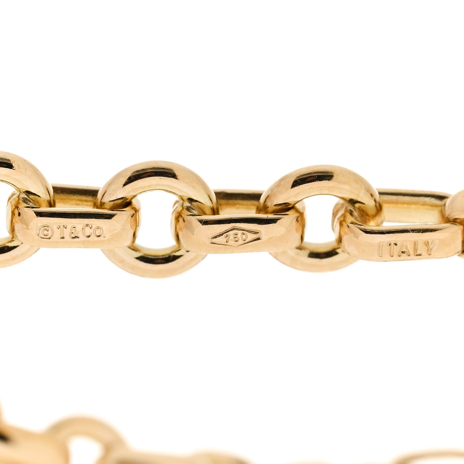 Tiffany 18K Yellow Gold Circle Link Chain Bracelet 3 of 4