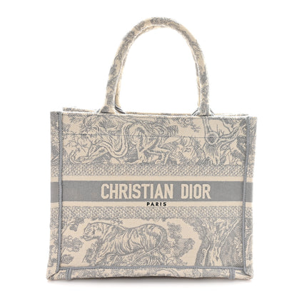 Christian Dior Canvas Embroidered Small Dioriviera Toile De Jouy Book Tote Gray 1 of 11