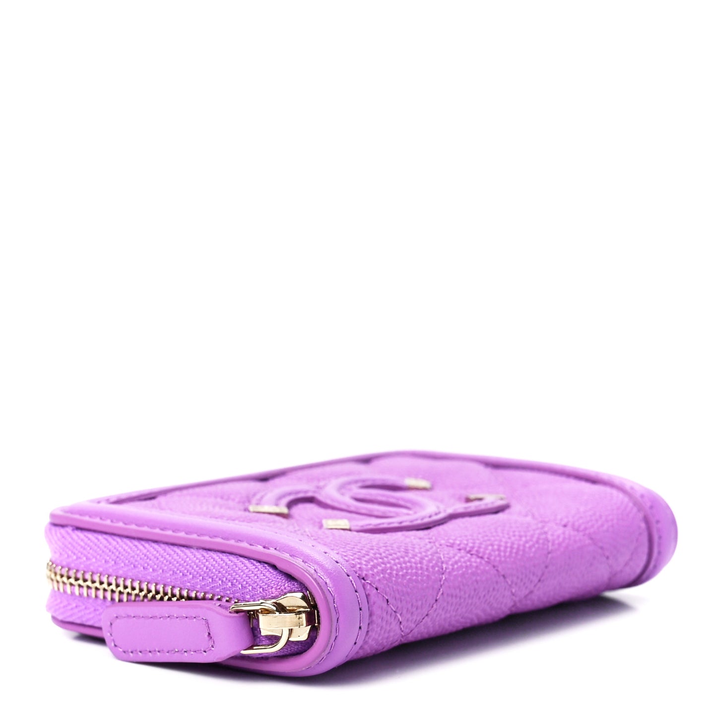 Caviar Quilted Filigree Coin Purse Purple