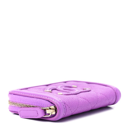 Chanel Caviar Quilted Filigree Coin Purse Purple 3 of 11