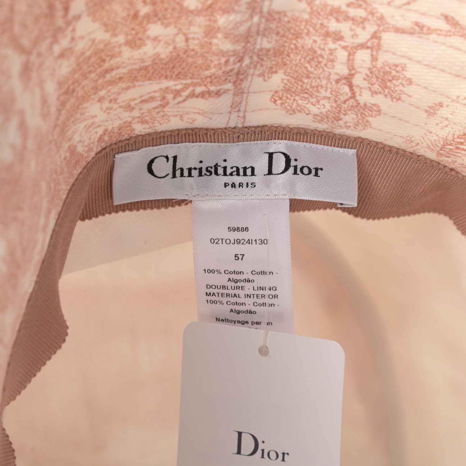 Christian Dior Cotton Dioriviera Toile De Jouy Bob Brim Bucket Hat 57 Rose 6 of 8