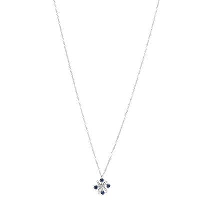 Tiffany Platinum Blue Sapphire Schlumberger Lynn Pendant Necklace 1 of 5