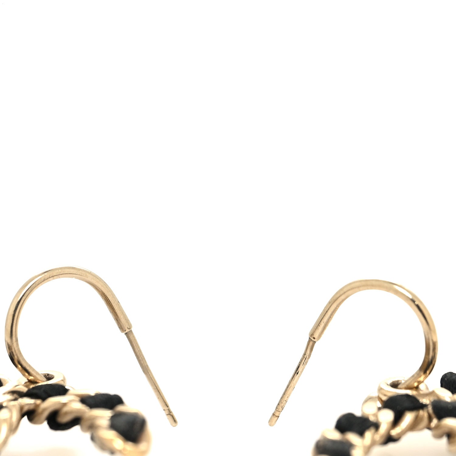 Chanel Satin CC Chain Earrings Light Gold Black 3 of 5