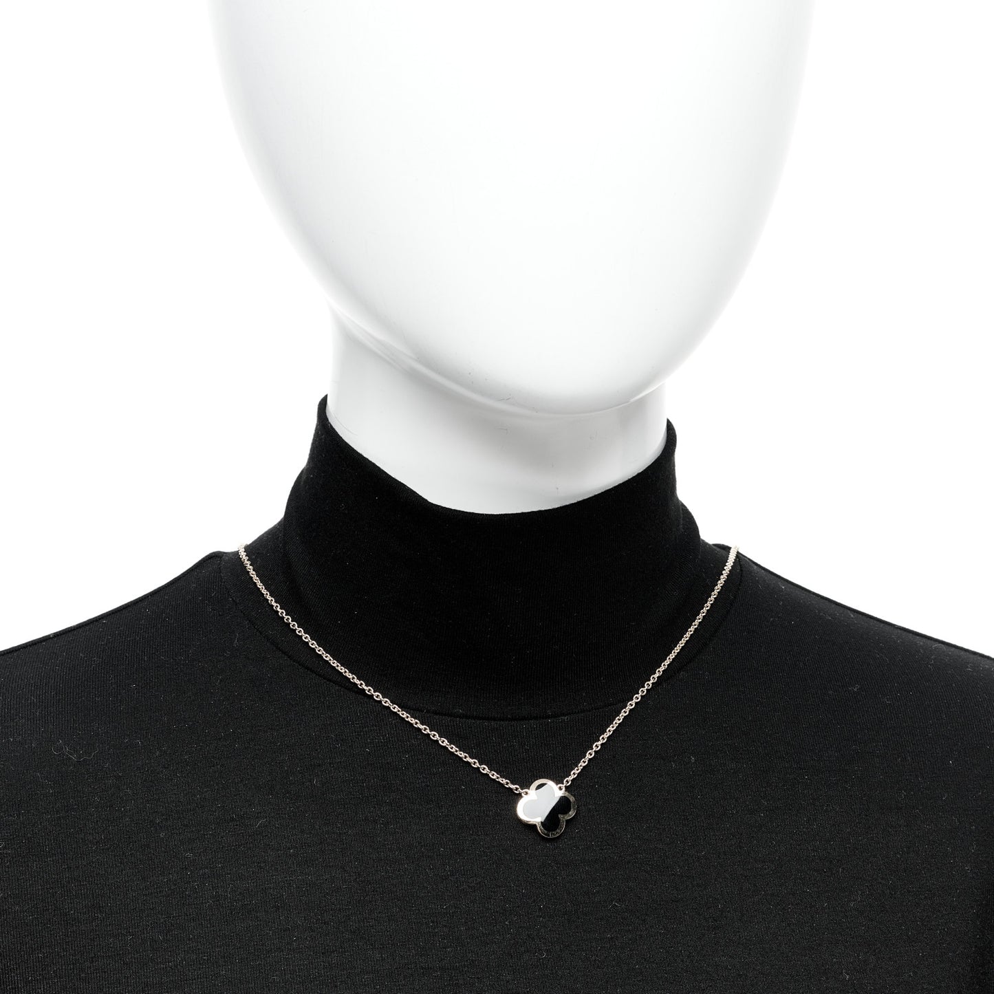 18K Yellow Gold Black Onyx Pure Alhambra Pendant Necklace